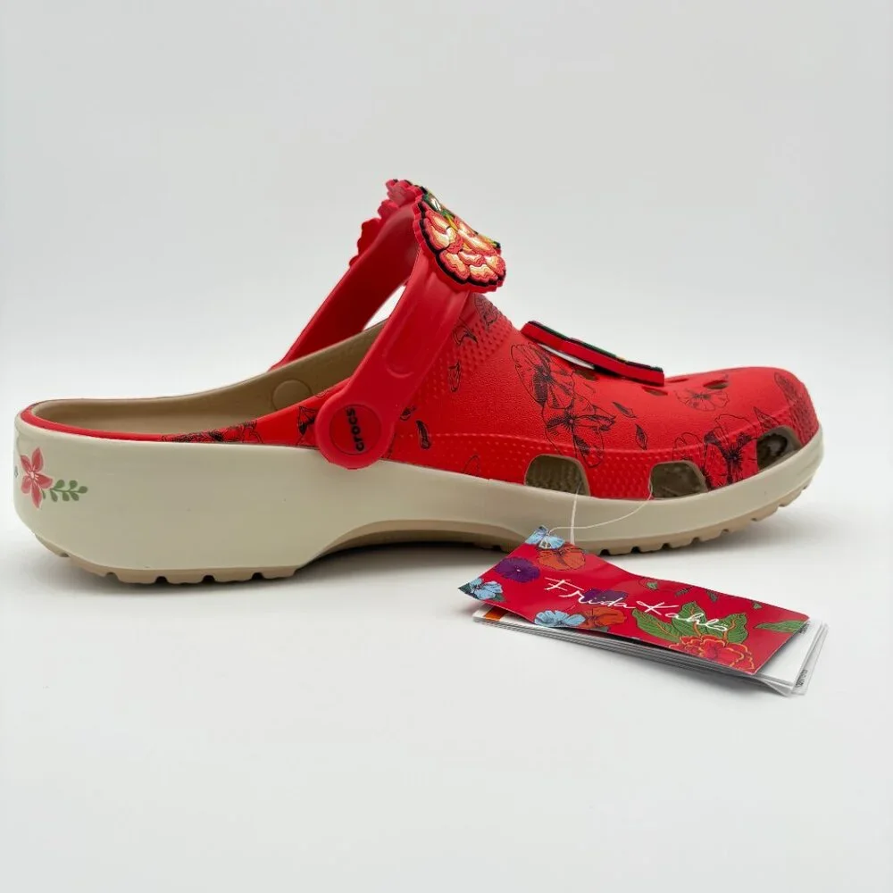 NWT Womens Size 12 Mens Size 10  Frida Kahlo Bone Red Crocs Classic Clogs - Picture 6 of 11